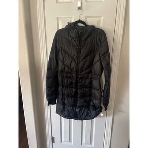 Athleta Black Quilted Hooded Down Puffer Coat Jacket Women's Size S